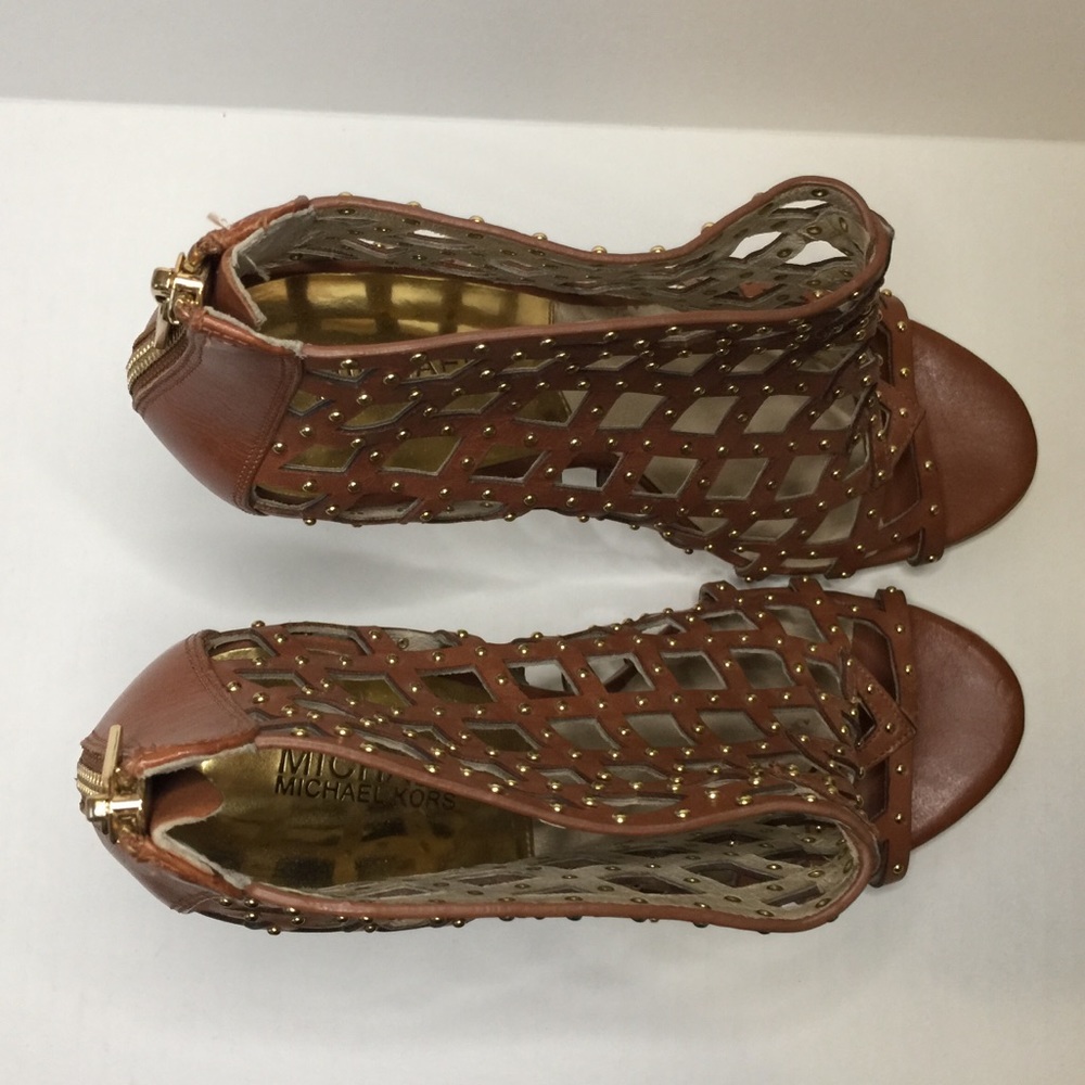 Michael Kors Heels Caged Sandals Brown and gold - Picture 3 of 8